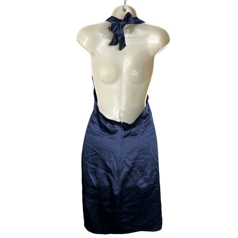 Amanda Uprichard Silk Dress Blue Front Tie Cocktail Mini Adjustable NWOT - Picture 6 of 11